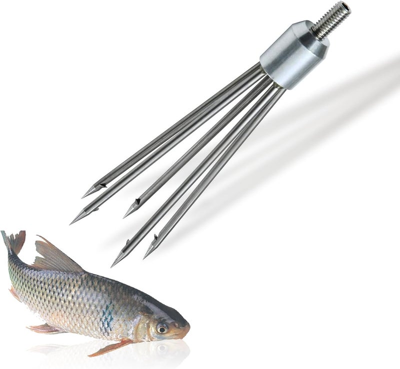 Dutiplus Large Fishing Harpoon 1~11 Prong Barded Stainless Steel Hunting Fish Gig Gaff Fork Hook with 8mm Screw for Catching Big Fish Mole Big Bullfrog - Image 1